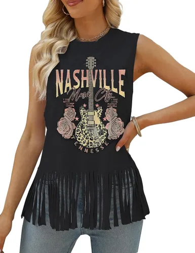 Miniatura 3 de iliheyov Nashville - Camiseta sin mangas para mujer, diseño de festival de música country, estampado gráfico, sin mangas, Nash Music