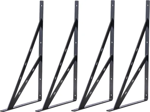 Miniatura 9 de Paquete de 12 soportes de estante de aleación de aluminio resistentes de 8 x 6 pulgadas, carga máxima de 360 libras, color negro, montaje en pared