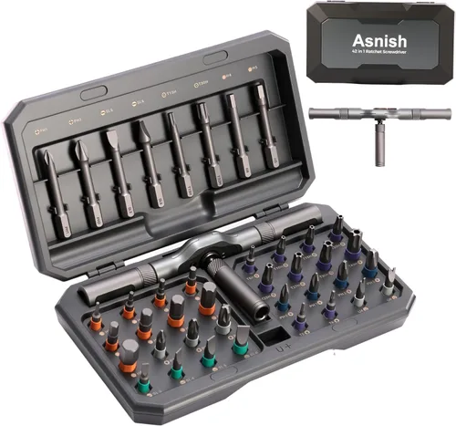 Juego de destornilladores magnéticos 42 en 1, kit de herramientas multibroca de acero S2 premium, portátil para electrónica, reparaciones en el