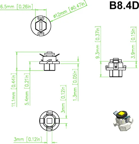 Miniatura 5 de Alla Lighting Bombillas LED superbrillantes B8.3D 17058 202259 2721 MF8, luces de panel de instrumentos amarillo ámbar 3030 SMD, velocímetro