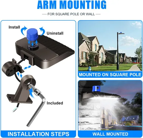 Miniatura 6 de Juyace Luz LED para Estacionamiento de 150W del Anochecer al Amanecer, Iluminación Exterior Comercial Reflector IP65 Impermeable 5000K Montaje