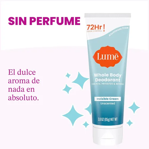 Miniatura 3 de Lume Desodorante para todo el cuerpo, tubo de crema invisible, control de olores de 72 horas, sin aluminio, sin bicarbonato de sodio, seguro
