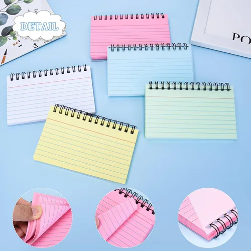 Miniatura 3 de 250 hojas de índice con anillo, 3 x 5 pulgadas, tarjetas de notas a rayas de colores, tarjetas flash para estudiar artículos esenciales