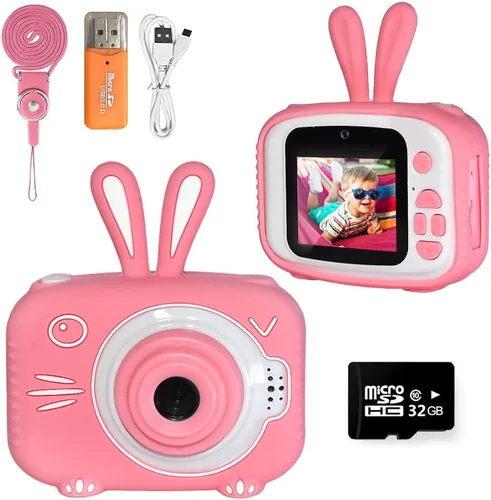 Miniatura 8 de Cámara infantil para niñas y niños de 3 a 12 años de edad, cámara selfie para niños, juguetes para bebés, conejito, cámara de video digital HD 1080P