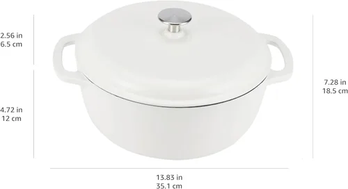 Miniatura 4 de Amazon Basics - Olla de horno holandés de hierro fundido esmaltado con tapa, redonda, asas duales, resistente, mediana, 6 cuartos de galón