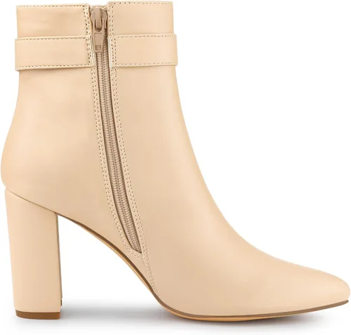 Miniatura 7 de Allegra K Botines de tacón decorativo con hebilla en punta para mujer