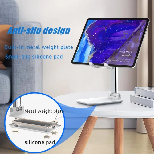 Miniatura 2 de Soporte para teléfono celular, soporte de teléfono celular ajustable en ángulo con almohadilla de silicona para escritorio, soporte de teléfono