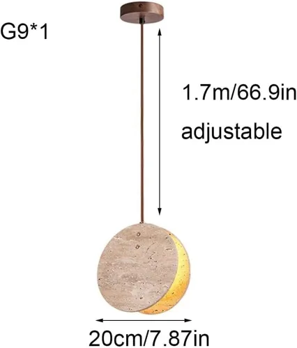 Miniatura 6 de Farmhouse Pendant Lights Fixtures Mini Natural Yellow Travertine Hanging Lamp Japanese Wabi-Sabi Height Adjustable Chandelier for Living Room