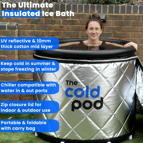 Miniatura 5 de The Cold Pod Paquete de Bañera de Inmersión en Frío XL Aislada - 116 Galones Bañera de Baño de Hielo Exterior con Cubierta Térmica Compatible
