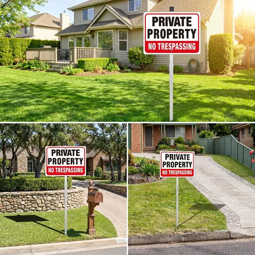 Miniatura 7 de MUXYH 2 Pack Private Property No Trespassing Signs with Metal Stakes, 11'' X 8.6'' Sturdy Rust Free Aluminum, No Trespassing Sign Protect Your Home