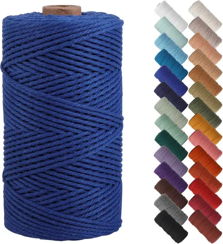 Miniatura 30 de Cordón de macramé de 1/8 pulgadas 220 yardas (200 metros) suministros naturales de macramé, hilo de macramé, cuerda de algodón de color, cuerda
