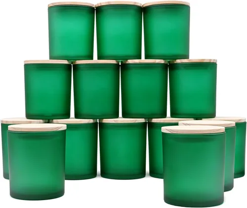 Miniatura 43 de SHOWIN Frascos de vela gruesos de 10 onzas para hacer velas 15 piezas, frascos vacíos con tapas de madera para hacer velas, contenedor de muestra