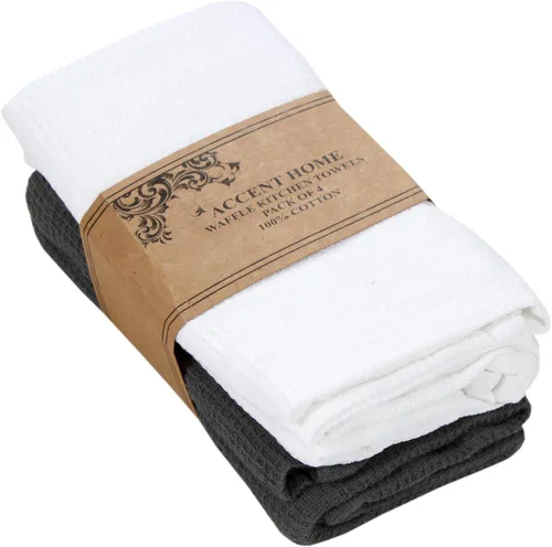 Miniatura 25 de ACCENTHOME Juego de 4 toallas de cocina de algodón, juego de toallas absorbentes para cocina, paños de cocina, toallas de bar, toallas de cocina