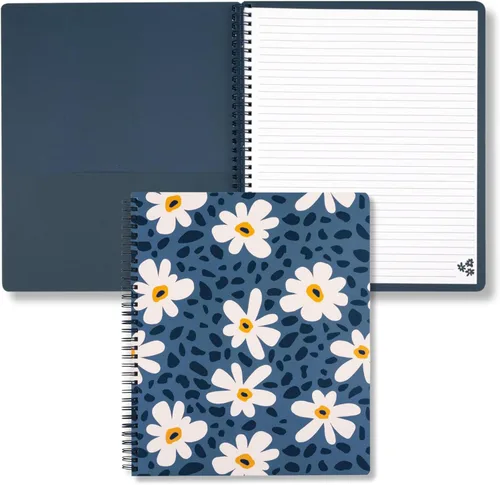 Miniatura 28 de Steel Mill & Co - Cuaderno de espiral grande con rayas universitarias, 11" x 9.5", tapa dura y 160 páginas forradas, diseño floral rosa