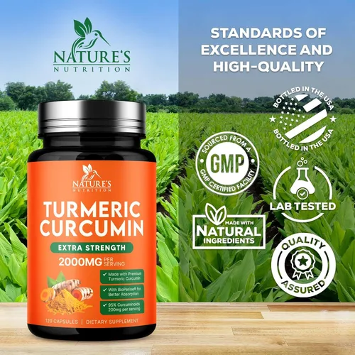 Miniatura 8 de Suplemento de curcumina de cúrcuma – 1800 mg de cúrcuma orgánica por porción – 95% de curcuminoides y extracto de pimienta negra BioPerine para una