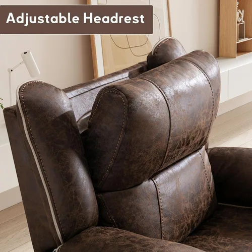 Miniatura 6 de Bonzy Home Silla reclinable eléctrica para personas mayores con masaje y calor, silla reclinable de piel sintética de doble motor con asiento