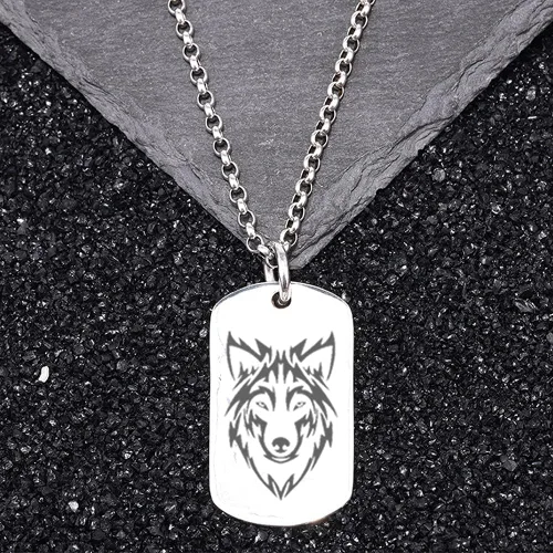 Miniatura 4 de TURTLEDOVE Collar de lobo de acero inoxidable - I am Wolf Fans of Dog Tag Jewelry - Colgante nórdico Fenrir de amuleto escandinavo nórdico