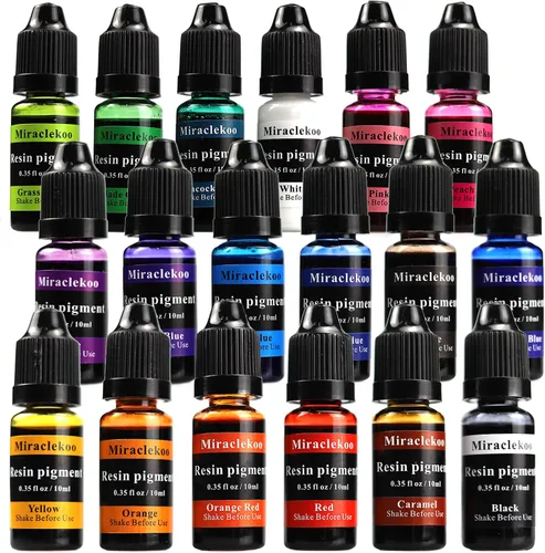 18 colores resina epoxi colorante colorante líquido resina epoxi pigmento,0.3 fl oz cada uno,Translúcido 18 colores vivos