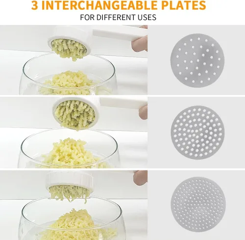 Miniatura 3 de LHS Ricer de papas, triturador de papas para papas con 3 discos intercambiables, triturador de papas de gran capacidad y herramienta de cocina