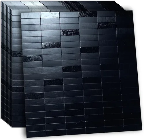 Miniatura 23 de XUANINY Azulejos de Mosaico de Aluminio Autoadhesivos para Despegar y Pegar, Pegatinas de Azulejos de Pared para Salpicadero de Cocina