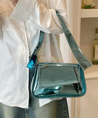 Miniatura 4 de Bolso Hobo para mujer, bolso de hombro de piel sintética, bolso brillante para axilas, bolso con asa superior, bolsos pequeños