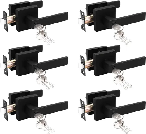 Miniatura 13 de Probrico - Paquete de 6 manijas de puerta para entrada de dormitorio interior, perillas de puerta con cerradura de una llave, entrada con llaves