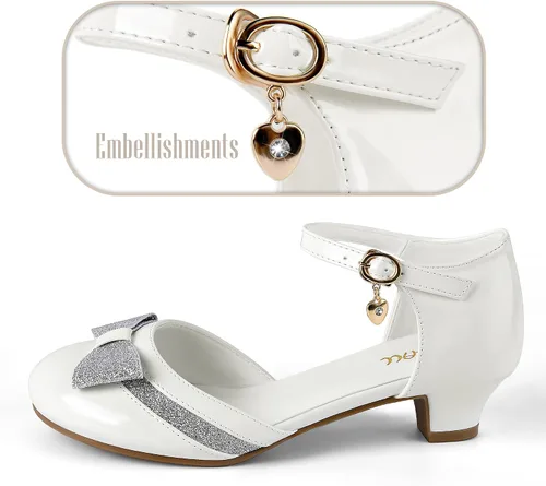 Miniatura 2 de Zapatos de vestir para niñas, sandalias de tacón alto de piel sintética, perfectas para bodas, fiestas, eventos en la iglesia, escuela y ocasiones