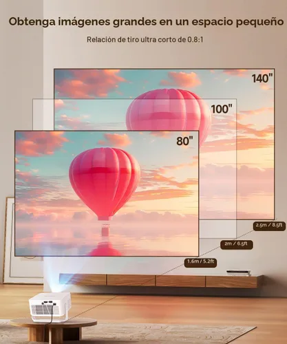 Miniatura 7 de Miniproyector inteligente 2026 compatible con 4K y 8K, portátil con WiFi 6 y Bluetooth 5.4, enfoque automático y corrección trapezoidal vertical