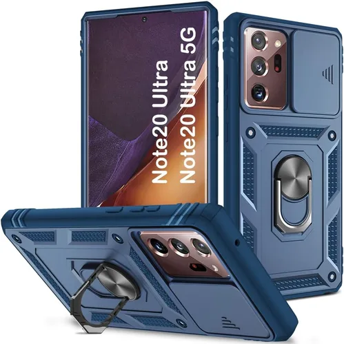 Miniatura 71 de PASNEW Funda para Samsung Galaxy S22 Ultra 5G, cubierta de cámara deslizante y soporte de dedo de metal giratorio de 360°, militar, resistente, a