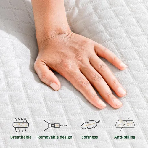 Miniatura 8 de Colchón de espuma viscoelástica de gel de té verde Twin de 6 pulgadas con funda extraíble lavable, firmeza media, cama en una caja, certificado