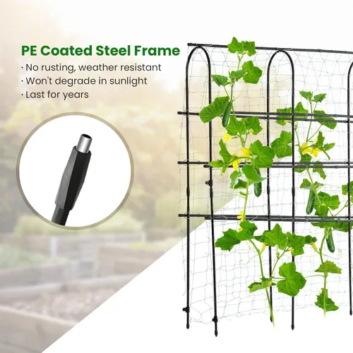 Miniatura 5 de OTOSUNNY Enrejado de Jardín para Plantas Trepadoras al Aire Libre, Túnel de Arco de 6 Pies de Altura, Soporte de Plantas de Marco en A de Metal