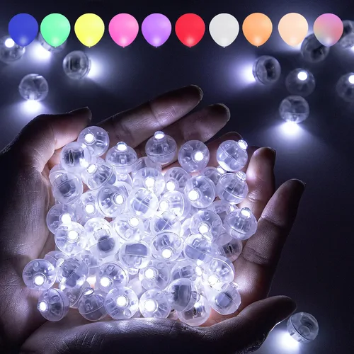 Miniatura 21 de Aogist 50 Piezas Luces para Globos Azules con Aro para Colgar, Mini Lámpara de Bola Redonda Pequeña Luz LED para Linternas de Papel y Vidrio