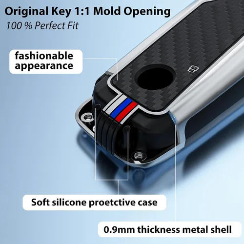 Miniatura 6 de OLLEN Funda para llavero de aleación de zinc pesada, apta para BMW 2023 ~ en adelante 5/7 Series 740i 760i X1 X2 X3 X3 X5 X6 X7 XM IX IX IX3 I5 I7