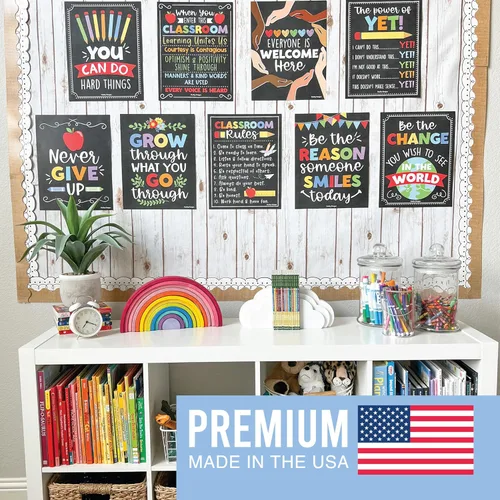 Miniatura 3 de Hadley Designs Póster motivacional para decoración de aula, 9 pósteres de aula de mentalidad de crecimiento, decoración de pared inspiradora