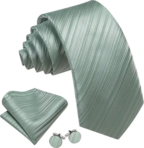 Miniatura 341 de Barry.Wang Juego de corbatas para hombre, corbata de seda a rayas, tejido a cuadros, gemelos formales, negocios, boda