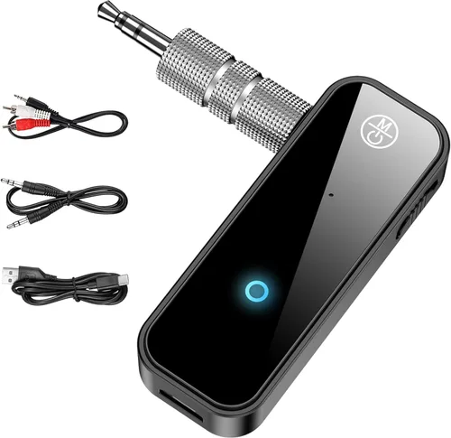 Adaptador auxiliar Bluetooth 5.4 actualizado para automóvil, transmisor y receptor de audio Bluetooth 2 en 1 Jack de 0.138 in RCA inalámbrico Dongle