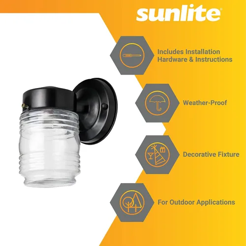 Miniatura 3 de Sunlite 47040 - Accesorio para tarro de pared para exteriores, 60 vatios máximo, enchufe de base media (E26), 120 voltios, para exteriores