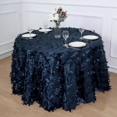 Miniatura 31 de TABLECLOTHSFACTORY - Mantel cuadrado de tela de tafetán de pétalos de hojas 3D de 54 pulgadas, color negro