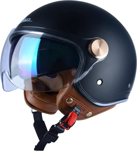 Miniatura 16 de Open Face Motorcycle Helmet for Adults, DOT Approved,3/4 Retro Vespa Helmet, Dual Visors Men's and Women's Motorbike Casco for Moped Cruiser Bobber