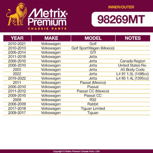 Miniatura 4 de Metrix Premium Chassis Parts - Juego de 4 barras de acoplamiento interior y exterior para Audi A3 15-16, Seat Leon 06-20 (México), 09-17 Volkswagen