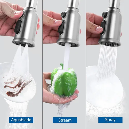 Miniatura 3 de Reemplazo de cabezal de grifo extraíble, cabezal rociador de grifo de cocina de 3 funciones con 9 adaptadores, boquilla de pulverización de cabezal
