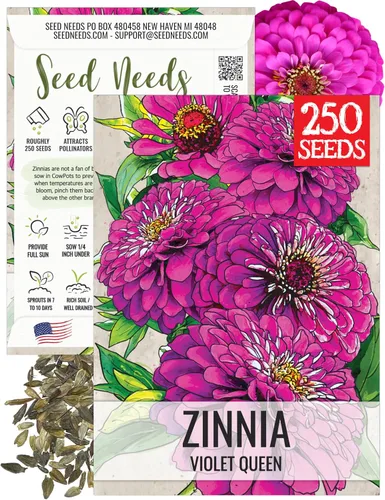 Miniatura 28 de Seed Needs California Giants - Semillas de zinnia – 250 semillas tradicionales para plantar Zinnia elegans – Cultiva flores anuales polinizadas
