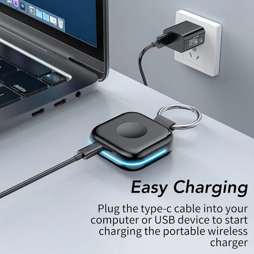 Miniatura 6 de HUOTO - Cargador portátil para Apple Watch, cargador magnético inalámbrico para iWatch de 1200 mAh, batería externa para viajes, llavero