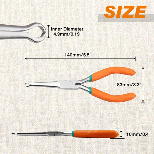 Miniatura 6 de SPEEDWOX Alicates de agarre de manguera de 5.5 pulgadas, alicates de nariz de anillo, extracción de bujías, herramienta de abrazadera de cable