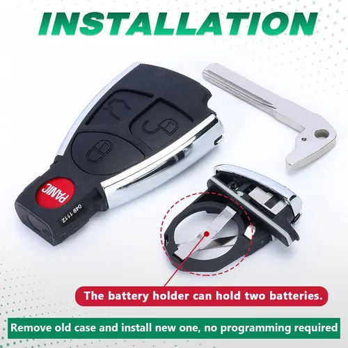 Miniatura 5 de Beefunny Carcasa de repuesto para llavero remoto modificado para Mercedes-Benz C230 C280 C350 C43 AMG CL500 CL600 CLK320 CLK430 CLK500 CLK55 AMG