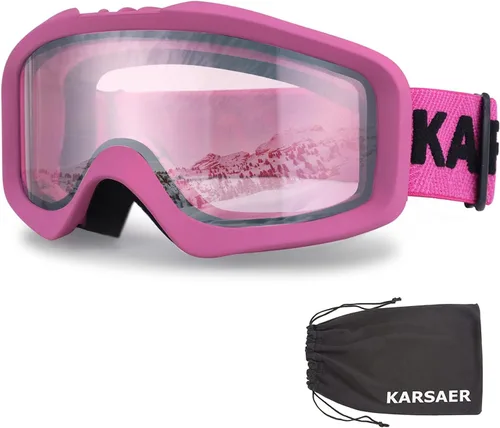 Miniatura 8 de Karsaer - Gafas de esquí antivaho, gafas de nieve OTG, 100% protección UV, gafas de snowboard con lentes dobles flexibles para hombres, mujeres