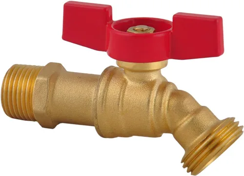 Miniatura 3 de LD Valve - Manguera macho Bibb 1/2 pulgada MIP X 3/4 pulgadas MHT para riego de jardín, babero de manguera de cierre de 1/4 con mango en T