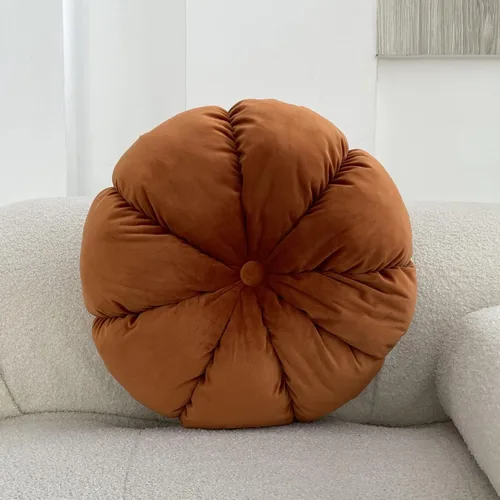 Miniatura 19 de MOJUN Almohada de terciopelo redonda, plisada, rellena, almohada decorativa para el hogar para sofá, silla, cama, automóvil, suelo