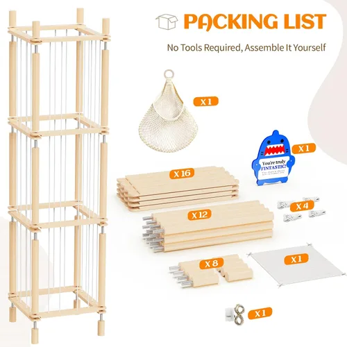 Miniatura 7 de Organizador grande de almacenamiento de animales de peluche y juguetes, 3 capas de 54 pulgadas de madera, lindo soporte de juguetes de zoológico
