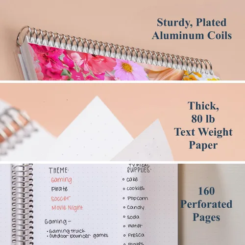 Miniatura 3 de Erin Condren 7x9 Floral Collage Coiled Notebook - dot grid, platinum coil